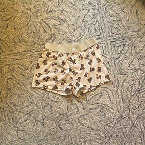 Women's Cream and Brown Patterned Shorts